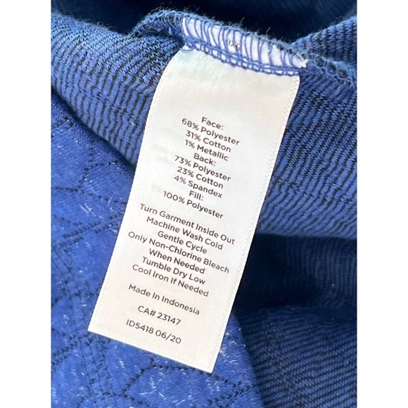 T by Talbots Quilted Shimmer Pullover Women M Mock Neck Blue Fall Winter Relaxed - Picture 7 of 9